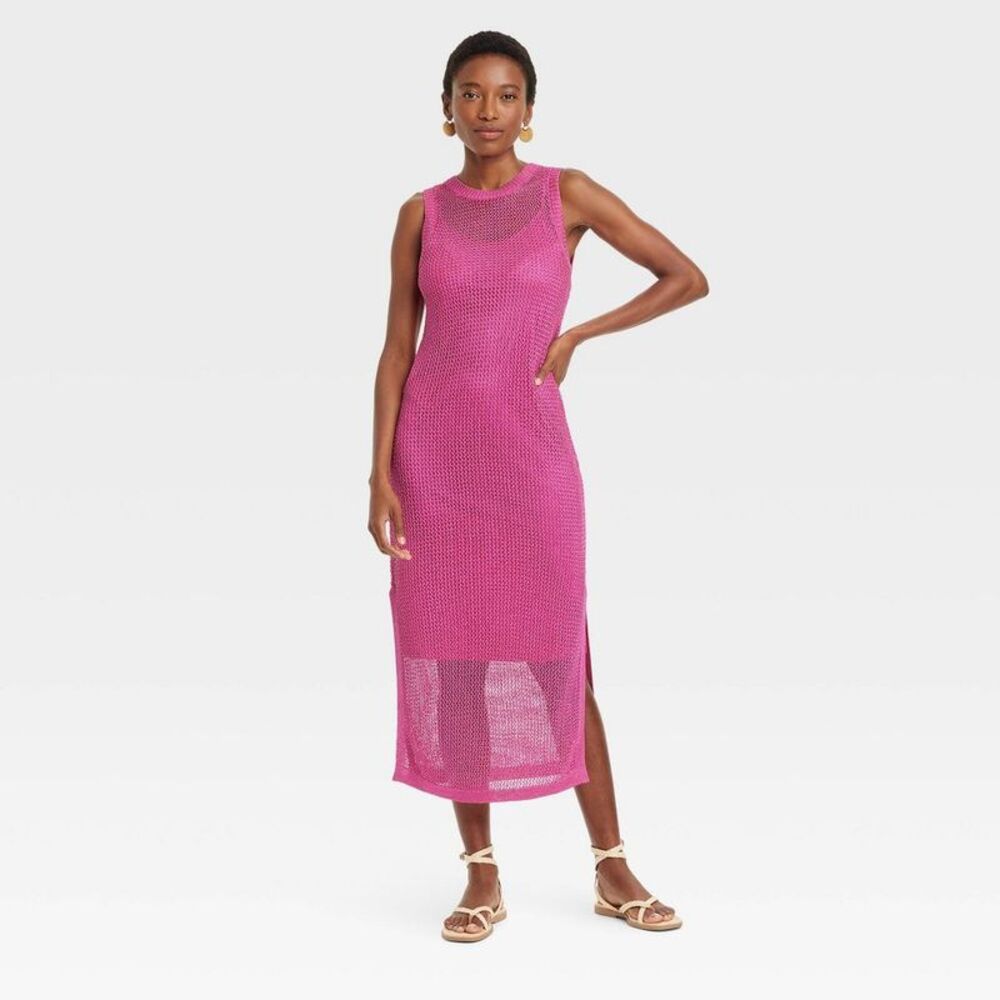 a new day Pink Sleeveless Knit Midi Dress